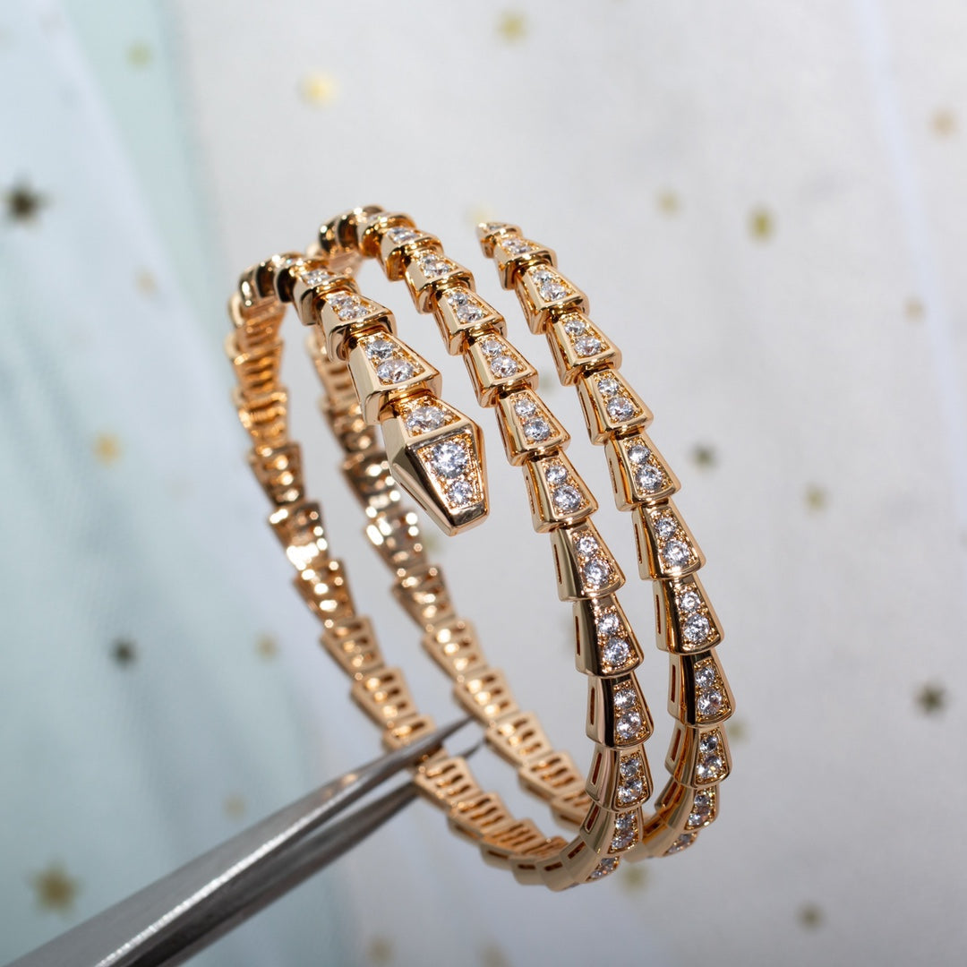 Jewelver SERPENTI BRACELET PINK GOLD DIAMOND DOUBLE ROW