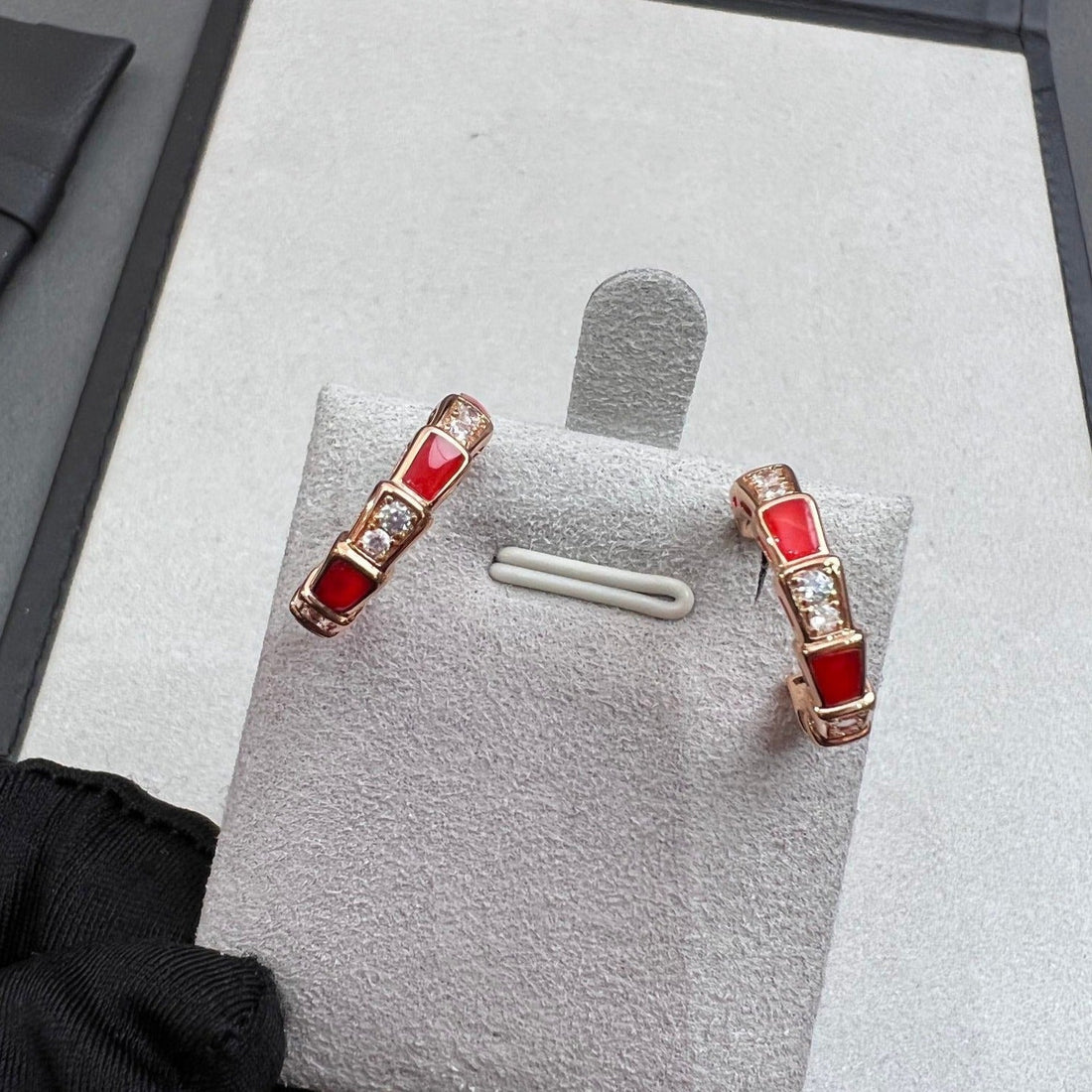 Jewelver SERPENTI CARNELIAN PINK GOLD EARRINGS