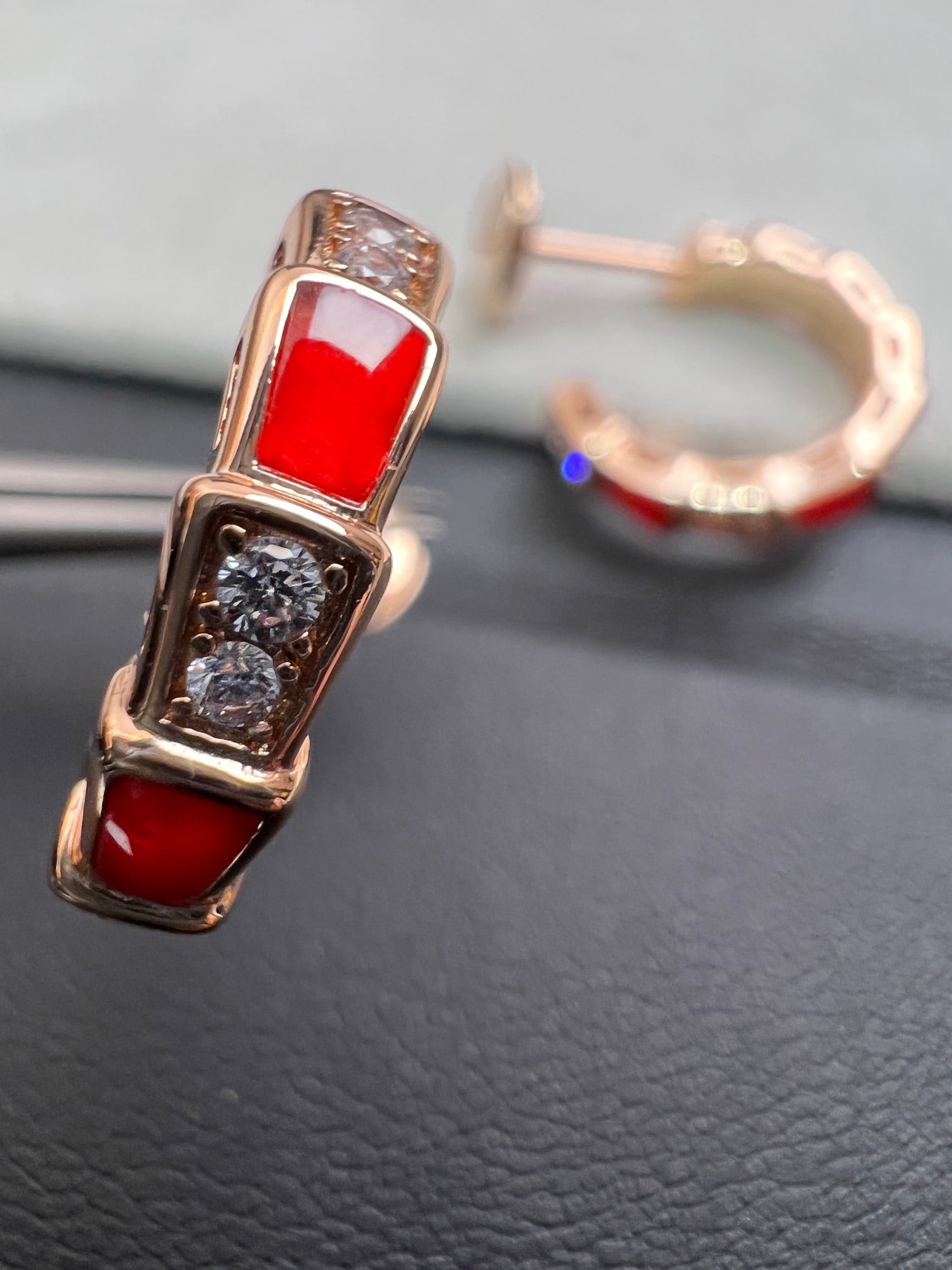 Jewelver SERPENTI CARNELIAN PINK GOLD EARRINGS