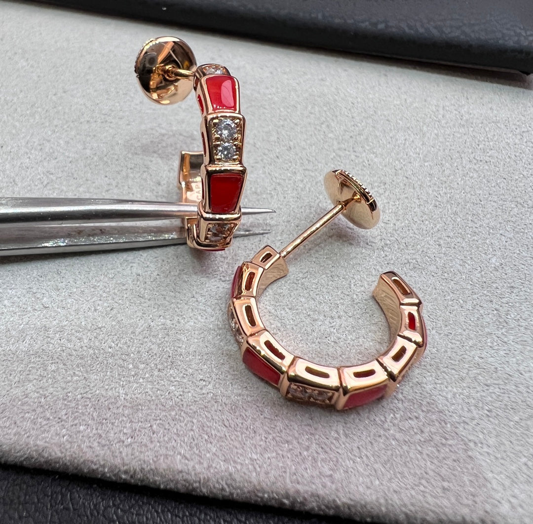 Jewelver SERPENTI CARNELIAN PINK GOLD EARRINGS