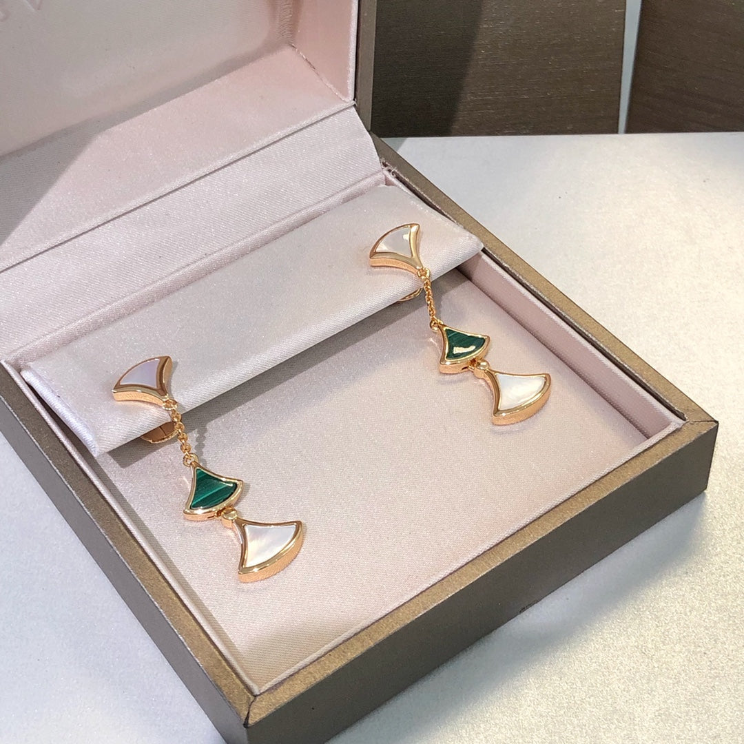 Jewelver DREAM EARRINGS 3 MOTIFS MALACHITE MOP PINK GOLD