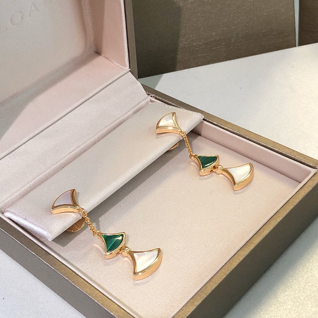 Jewelver DREAM EARRINGS 3 MOTIFS MALACHITE MOP PINK GOLD