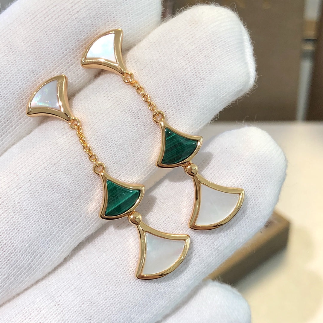 Jewelver DREAM EARRINGS 3 MOTIFS MALACHITE MOP PINK GOLD