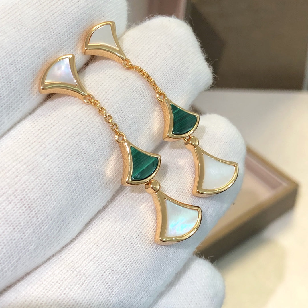 Jewelver DREAM EARRINGS 3 MOTIFS MALACHITE MOP PINK GOLD