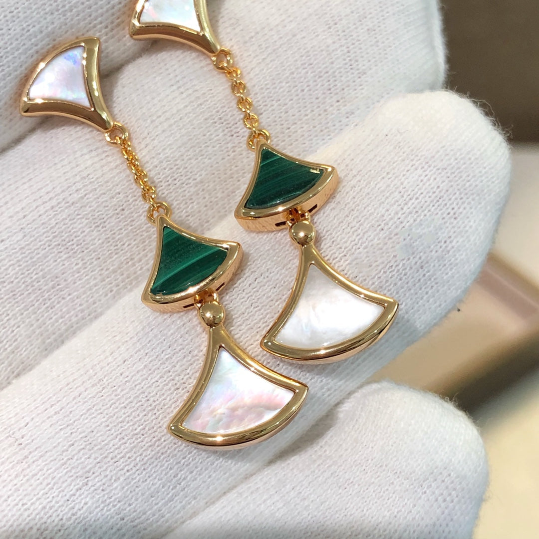 Jewelver DREAM EARRINGS 3 MOTIFS MALACHITE MOP PINK GOLD