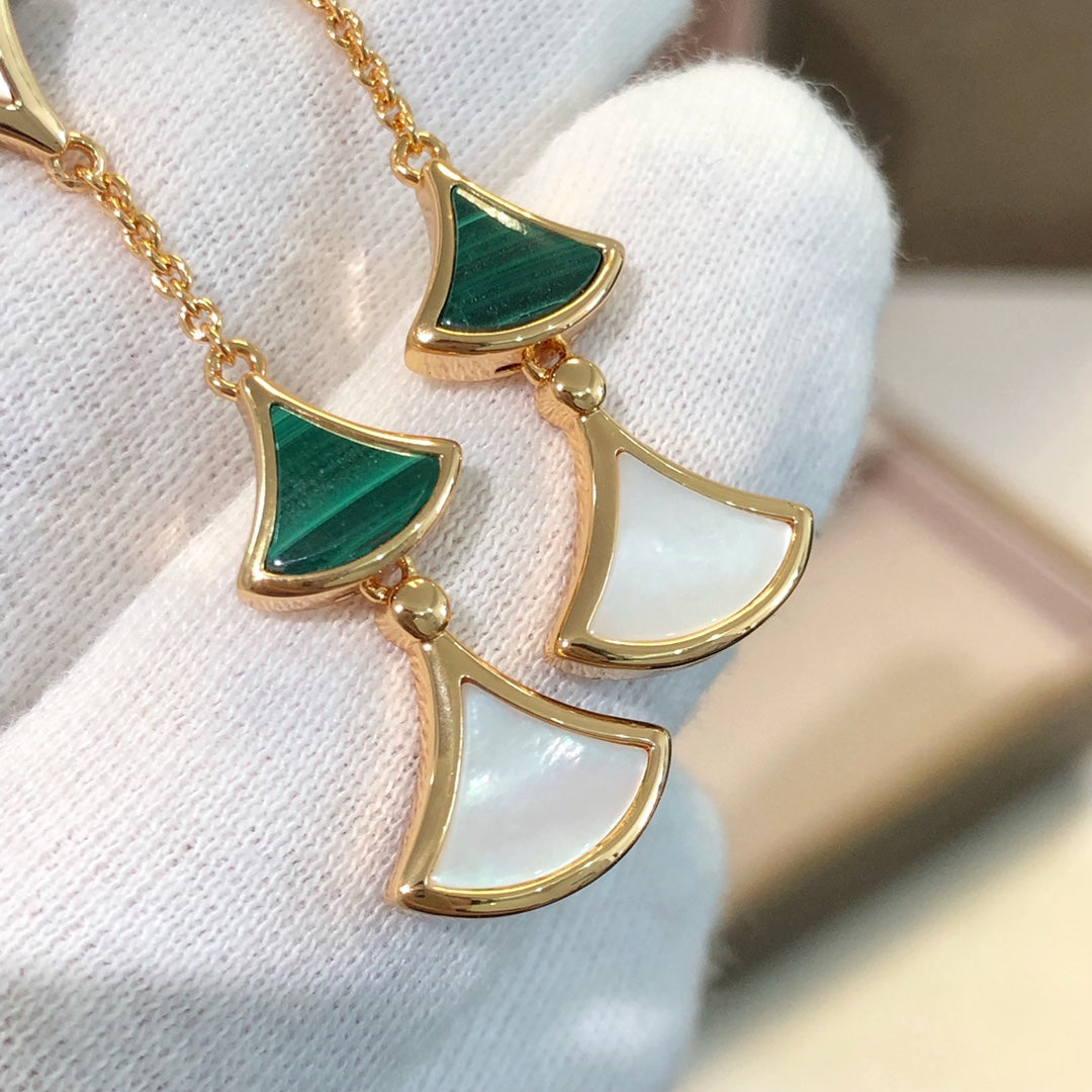 Jewelver DREAM EARRINGS 3 MOTIFS MALACHITE MOP PINK GOLD
