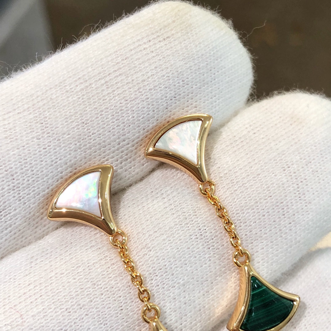 Jewelver DREAM EARRINGS 3 MOTIFS MALACHITE MOP PINK GOLD