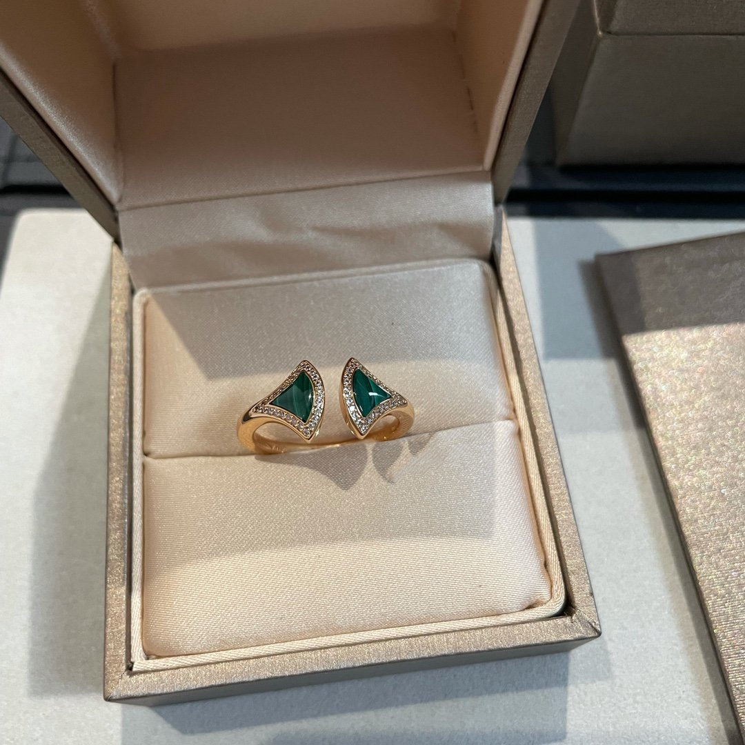 Jewelver DREAM MALACHITE DIAMOND OPEN RING
