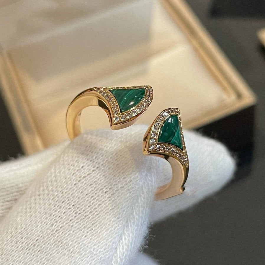Jewelver DREAM MALACHITE DIAMOND OPEN RING