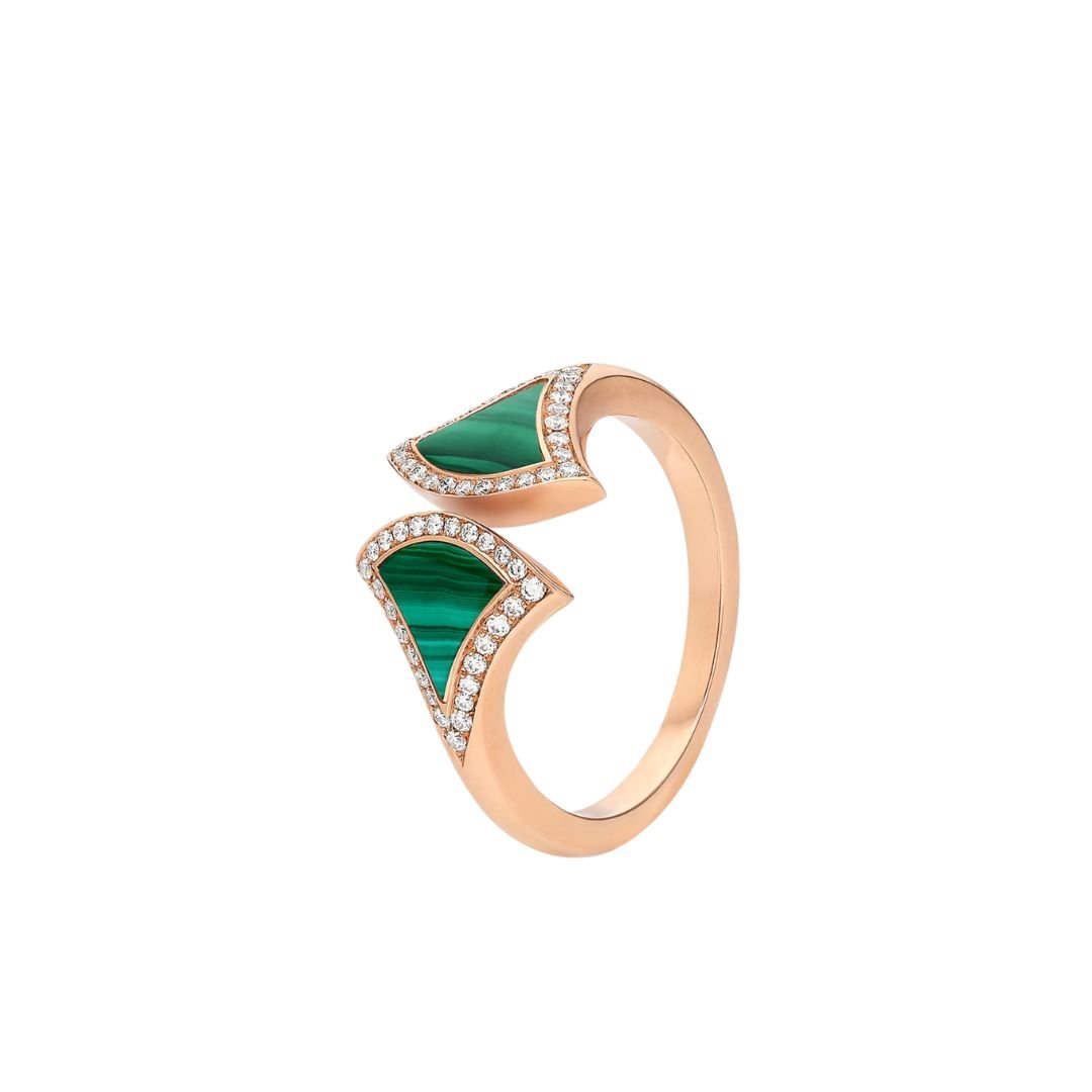 Jewelver DREAM MALACHITE DIAMOND OPEN RING