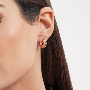 Jewelver ZERO 1 ROCK GOLD EARRINGS WITH STUDDED SPIRAL AND PAVED DIAMONDS