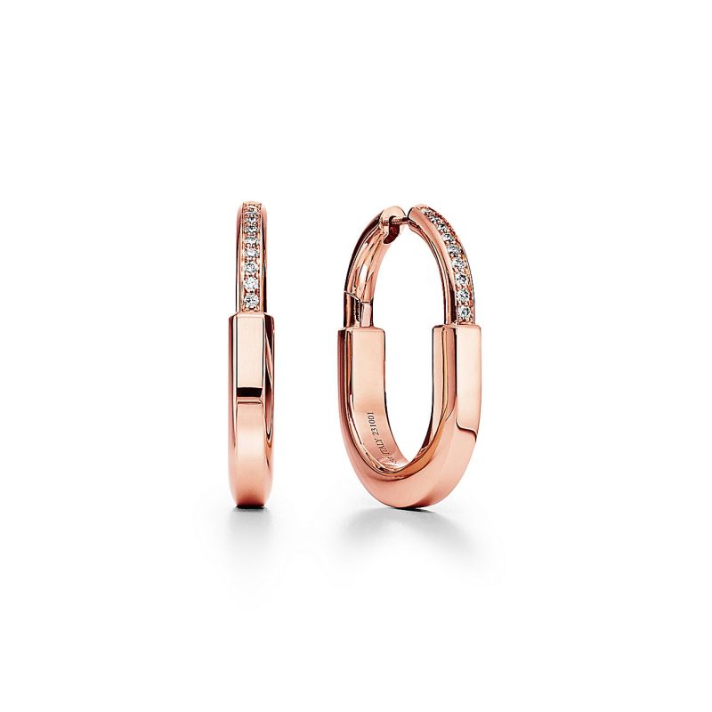Jewelver T Lock Diamonds Medium Earrings
