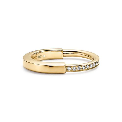 Jewelver T Lock Diamonds Yellow Gold Ring