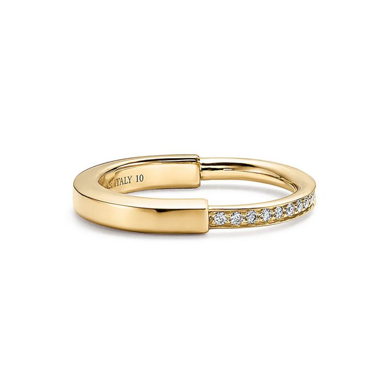 Jewelver T Lock Diamonds Yellow Gold Ring