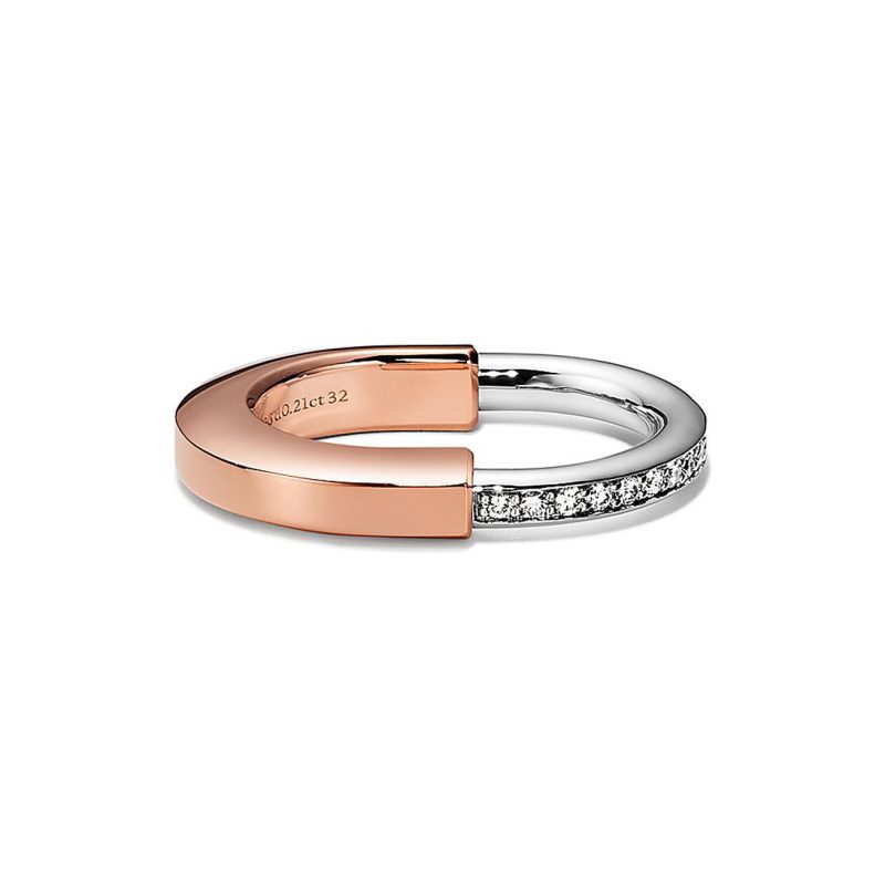 Jewelver T Lock Diamond Rose Gold Ring