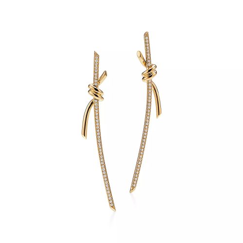 Jewelver T Knot Drop Diamonds Earrings