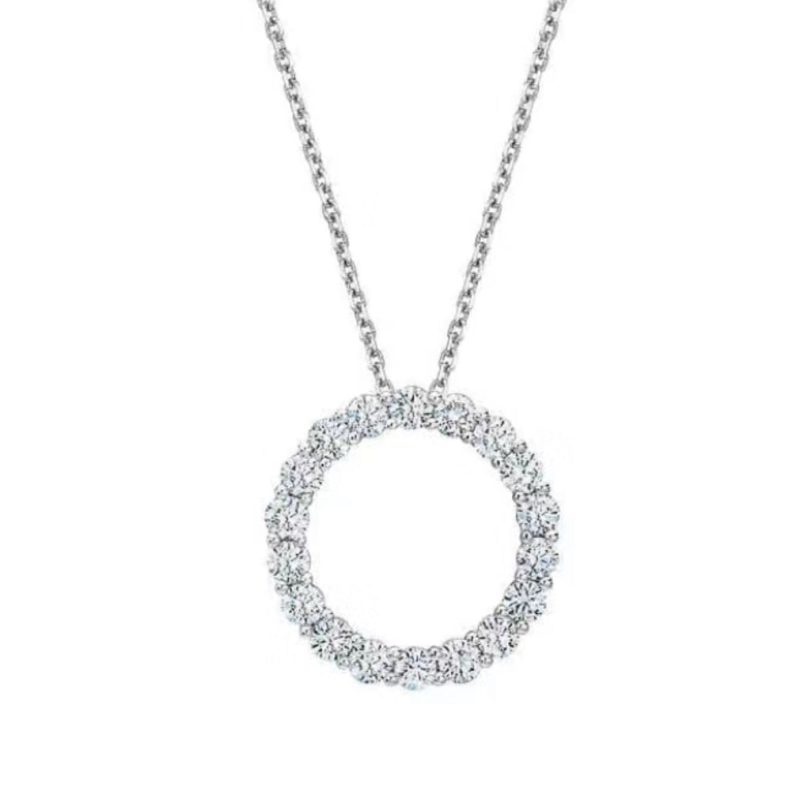 Jewelver T Circle Diamonds Necklace