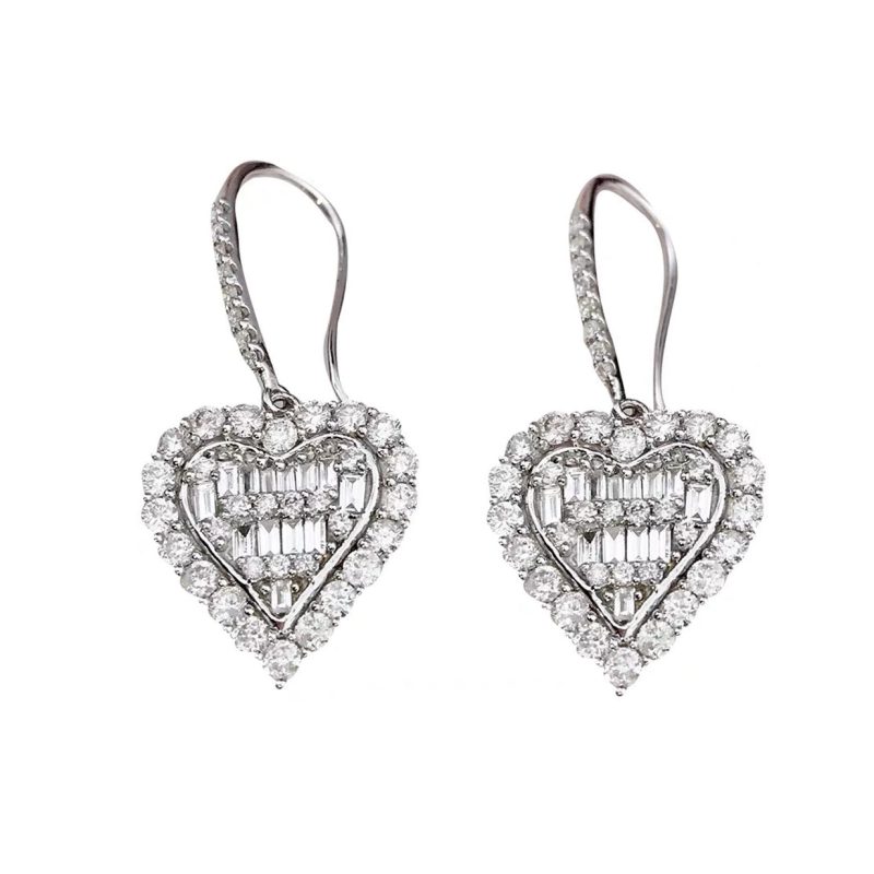Jewelver T Heart Diamonds Earrings