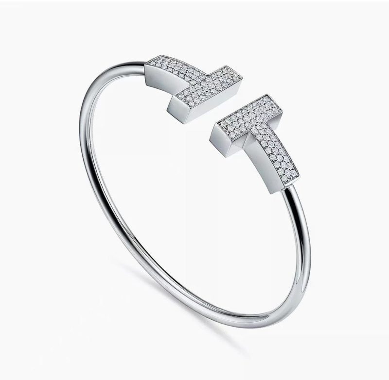 Jewelver T Wide Diamond Wire Bracelet