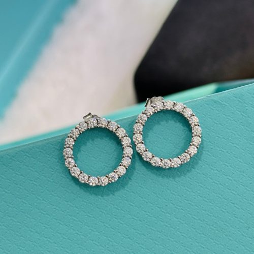 Jewelver T Circle Diamonds Earrings