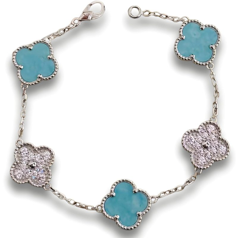 Jewelver Vintage Alhambra Five Motifs Agate Bracelet Jewelry Gift