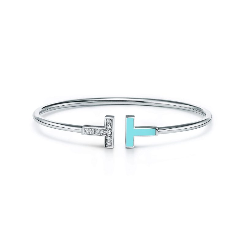 Jewelver T Diamond and Turquoise Wire Bracelet