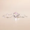 Cherry Blossom Flower Charm Silver Bracelet-2