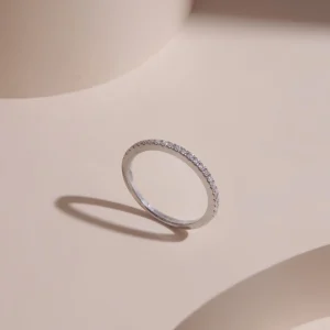 Moissanite Ring In Platinum Plated Silver